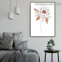 Rose Leafage Abstract Botanical Minimalist Modern Painting Picture Canvas Print for Room Wall Molding