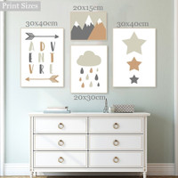 Adventure Arrows Stars Minimalist Pattern Nursery Typography Sets of 4 Piece Wall Painting Picture Canvas Print for Room Assortment Ideas