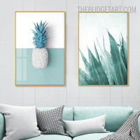 Aloe Vera Pineapple Botanical Modern Portraiture Image Canvas Print for Room Wall Tracery