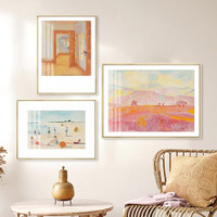 Offing Demos People Abstract Modern Landscape Sets Of 3 Piece Painting Pic Canvas Print for Room Wall Disposition