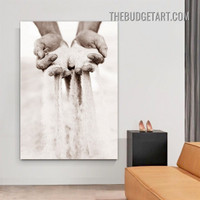 Two Hands Falling Clay Figure Scandinavian Painting Picture Canvas Art Print for Room Wall Outfit
