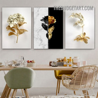 Multicolor Leaves Nordic Floral Scandinavian Painting Picture 3 Piece Abstract Canvas Wall Art Prints for Room Garnish
