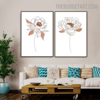 Foliage Rose Abstract Botanical Minimalist Modern Painting Image Canvas Print for Room Wall Finery