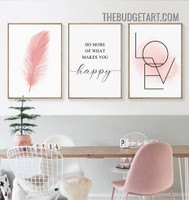 What Makes You Happy Typography Modern Painting Picture 3 Panel Canvas Art Prints for Room Wall Outfit