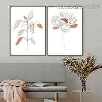 Rosebush Abstract Botanical Minimalist Modern Painting Picture Canvas Print for Room Wall Garniture