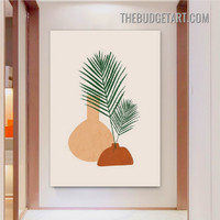 Palm Leaves Flowerpot Abstract Scandinavian Painting Picture Canvas Wall Art Print for Room Getup