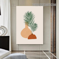Palm Leaves Flowerpot Abstract Scandinavian Painting Picture Canvas Art Print for Room Wall Ornament