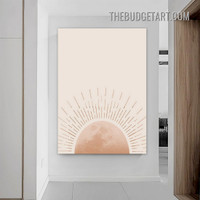 Half Sun Abstract Scandinavian Painting Picture Canvas Wall Art Print for Room Illumination