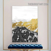 Snow Hills Naturescape Modern Painting Picture Canvas Art Print for Room Wall Flourish