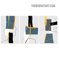 Circuitous Streak Abstract Modern Painting Picture 3 Piece Canvas Art Prints for Room Wall Garniture