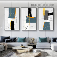 Circuitous Streak Modern Painting Picture 3 Piece Abstract Canvas Wall Art Prints for Room Outfit