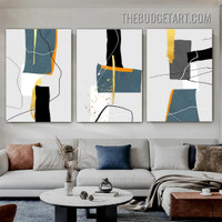 Circuitous Streak Abstract Modern Painting Picture 3 Piece Canvas Wall Art Prints For Room Garnish 