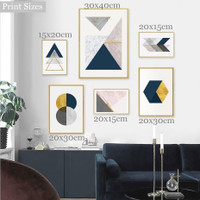 Trigon Patterning Marbles Triangles Abstract Geometrical Modern 6 Panel Art Set Pic Canvas Print for Room Wall Embellishment