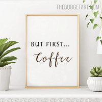 Coffee Quote Modern Portraiture Picture Canvas Print for Room Wall Drape

