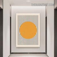 Orange Sphere Abstract Geometric Contemporary Painting Canvas Art Print for Room Wall Trimming