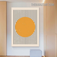 Orange Sphere Abstract Geometric Contemporary Painting Canvas Wall Art Print for Room Tracery