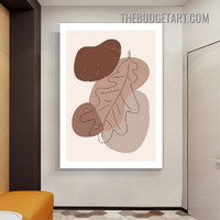 Line Art Leaves Abstract Scandinavian Painting Picture Canvas Wall Art Print for Room Finery