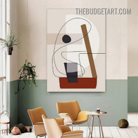 Meandering Lineaments Stain Abstract Geometric Modern Painting Picture Canvas Wall Art Prints for Room Garnish