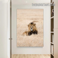 Sitting Lion Wild Animal Modern Painting Picture Canvas Wall Art Print for Room Embellishment