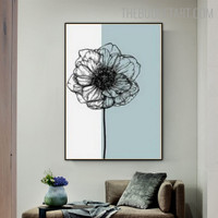 Black Flower Abstract Floral Nordic Portmanteau Photo Canvas Print for Room Wall Decor