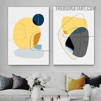 Wiggly Lineaments Modern Painting Picture 2 Piece Abstract Canvas Wall Art Prints for Room Finery