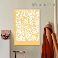 Yellow Leaves Design Abstract Modern Painting Picture Canvas Wall Art Print for Room Décor