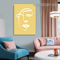 Curved Line Face Abstract Modern Painting Picture Canvas Art Print for Room Wall Equipment