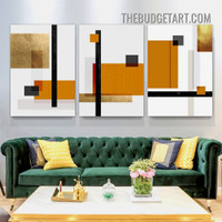 Geometric Drawing Pattern Modern Painting Picture 3 Piece Abstract Canvas Wall Art Prints for Room Getup