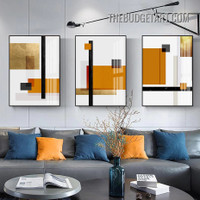 Geometric Drawing Pattern Modern Painting Picture 3 Piece Abstract Canvas Art Prints for Room Wall Assortment