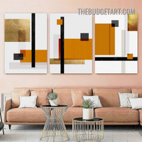 Geometric Drawing Pattern Abstract Modern Painting Picture 3 Piece Canvas Wall Art Prints for Room Arrangement