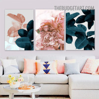 Bloom Foliage Abstract Floral Modern Painting Picture 3 Piece Canvas Wall Art Prints for Room Molding