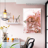 Pink Peonies Blossoms Abstract Floral Modern Painting Picture Canvas Art Print for Room Wall Décor