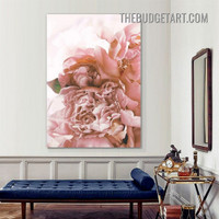 Pink Peonies Blossoms Abstract Floral Modern Painting Picture Canvas Wall Art Print for Room Drape