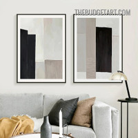 Black Tarnishes Abstract Contemporary Painting Picture 2 Piece Canvas Art Prints for Room Wall Garnish