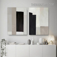 Black Tarnishes Contemporary Painting Picture 2 Piece Abstract Canvas Wall Art Prints for Room Getup