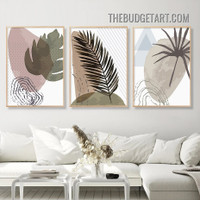 Smear Leaves Nordic Abstract Scandinavian Vintage Painting Picture Canvas 3 Piece Canvas Art Prints for Room Wall Equipment