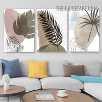 Smear Leaves Nordic Scandinavian Vintage Painting Picture Canvas 3 Piece Canvas Wall Art Prints for Room Trimming