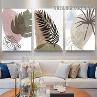 Smear Leaves Nordic Abstract Scandinavian Vintage Painting Picture Canvas 3 Panel Canvas Art Prints for Room Wall Ornamentation