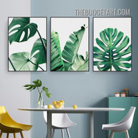 Banana Leaves Botanical Modern Painting Picture 3 Piece Canvas Art Prints for Room Wall Trimming