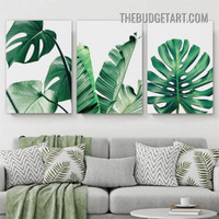 Banana Leaves Botanical Modern Painting Picture 3 Piece Canvas Wall Art Prints for Room Molding