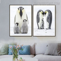 Adult Emperor Bird Modern Smudge Portrait Canvas Print for Room Wall Decor