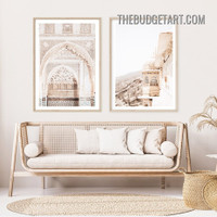 Amber Place Architecture Scandinavian Painting Picture 2 Piece Canvas Art Prints for Room Wall Décor