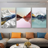 Frappe Mountains Abstract Landscape Modern Painting Picture 3 Piece Canvas Wall Art Prints for Room Décor