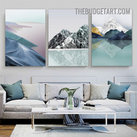 Multicolor Mountain Landscape Modern Painting Picture 3 Piece Abstract Canvas Wall Art Prints for Room Décor