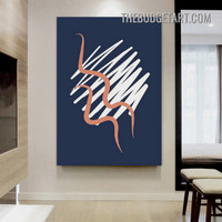 Zigzag Lineaments Abstract Contemporary Painting Picture Canvas Art Print for Room Wall Molding