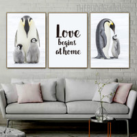 Lovely Penguins Quote Bird Modern Artwork Picture Canvas Print for Room Wall Ornament