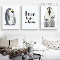 Lovely Penguins Quote Bird Modern Artwork Picture Canvas Print for Room Wall Decor