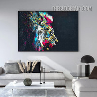Colorful Lion Face Abstract Animal Contemporary Painting Picture Canvas Art Print for Room Wall Tracery