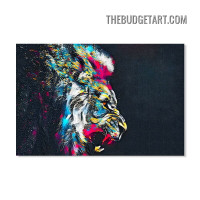 Colorful Lion Face Abstract Animal Contemporary Painting Picture Canvas Art Print for Room Wall Décor