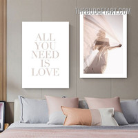 You Need Is Love Typography Modern Painting Picture 2 Piece Canvas Wall Art Prints for Room Adornment
